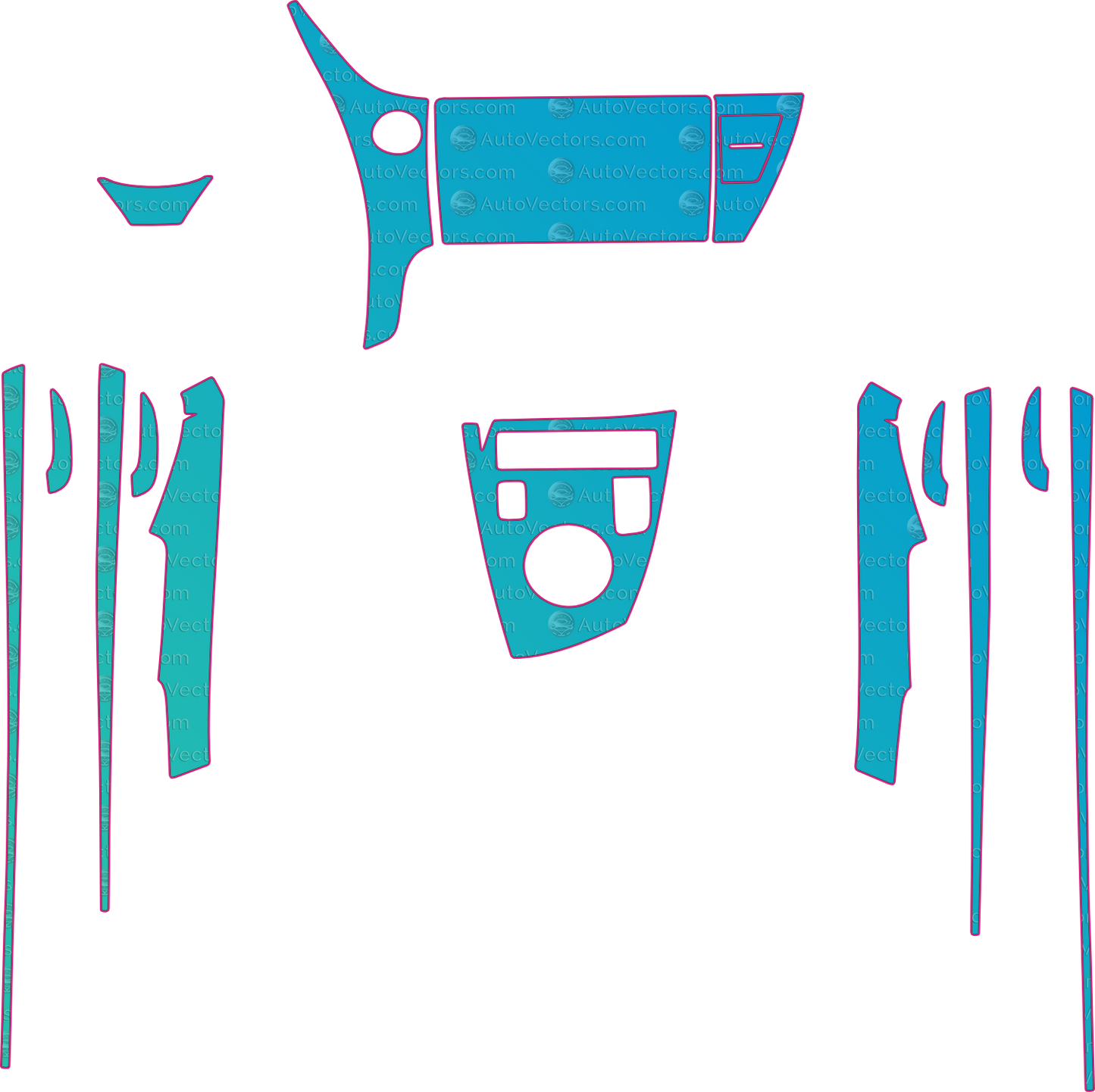 Toyota Corolla Hybrid (From 2017) Interior – interior pre-cut PPF pattern templates, instant digital download vector cut files (CDR, AI, PDF, SVG)
