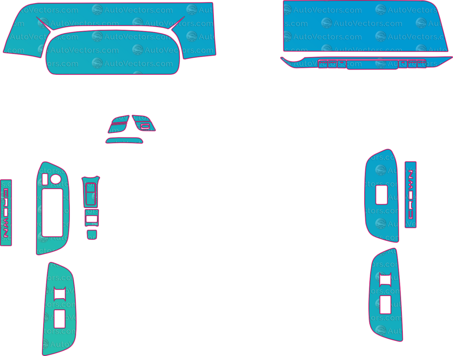 Toyota Crown Base (From 2023) Interior – interior pre-cut PPF pattern templates, instant digital download vector cut files (CDR, AI, PDF, SVG)