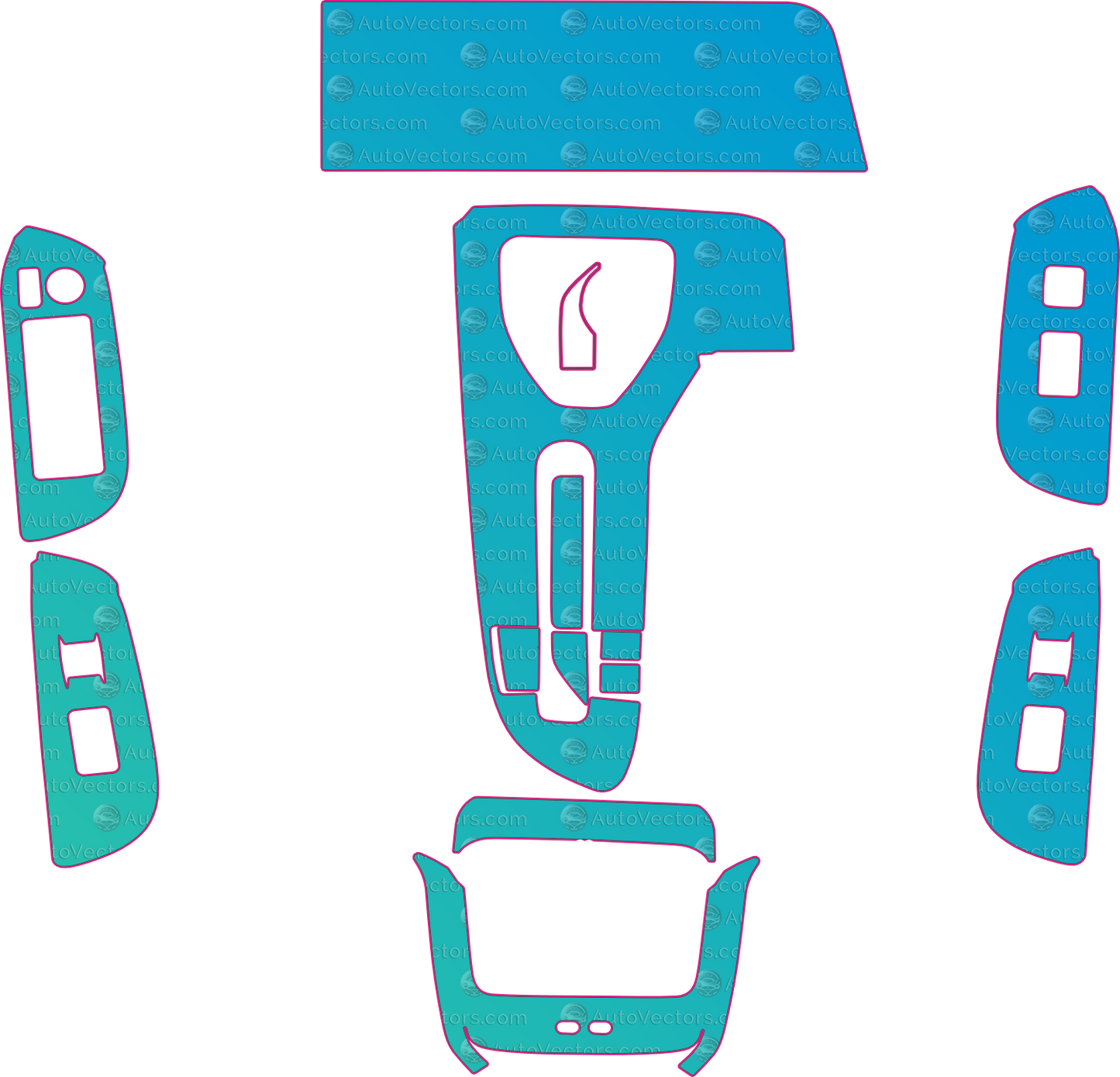 Toyota Crown Signia (From 2025) SUV Interior – interior pre-cut PPF pattern templates, instant digital download vector cut files (CDR, AI, PDF, SVG)