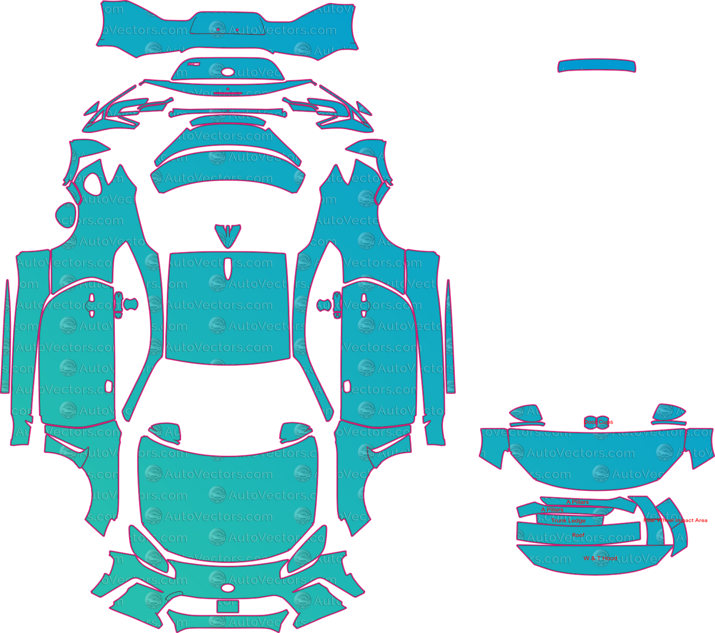 Toyota GR86 ZN8 (From 2022) Coupe Pre-Cut PPF Pattern Templates – pre-cut PPF pattern templates, digital download vector files (CDR, AI, PDF, DXF, SVG)