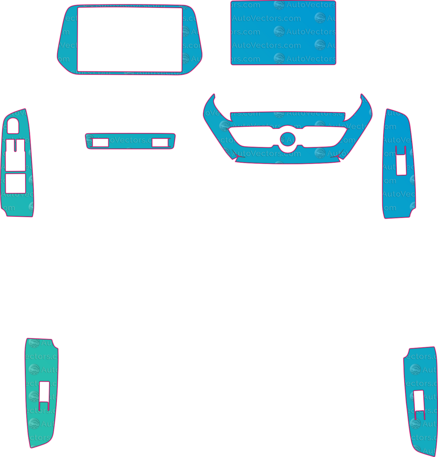 Toyota Hyryder (From 2025) SUV Interior – interior pre-cut PPF pattern templates, instant digital download vector cut files (CDR, AI, PDF, SVG)
