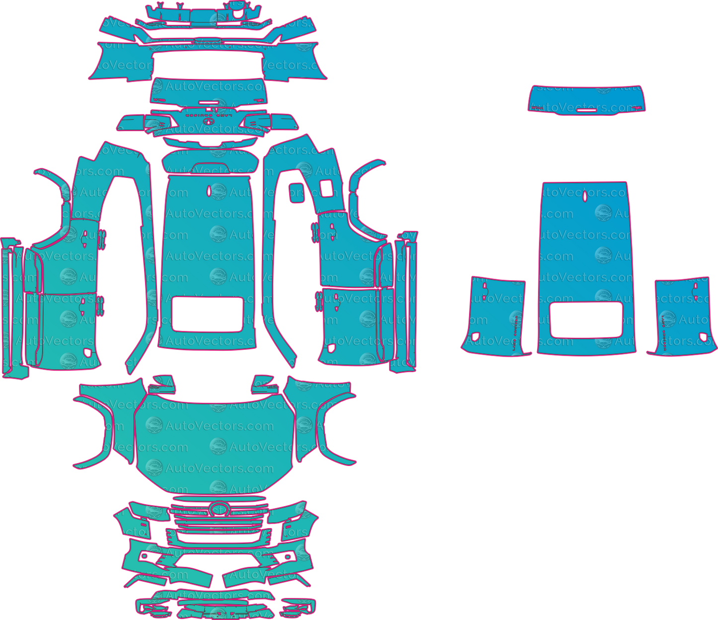 Toyota Land Cruiser LC300 GXR Modellista (From 2023) SUV Pre-Cut PPF Pattern Templates – pre-cut PPF pattern templates, digital download vector files (CDR, AI, PDF, DXF, SVG)