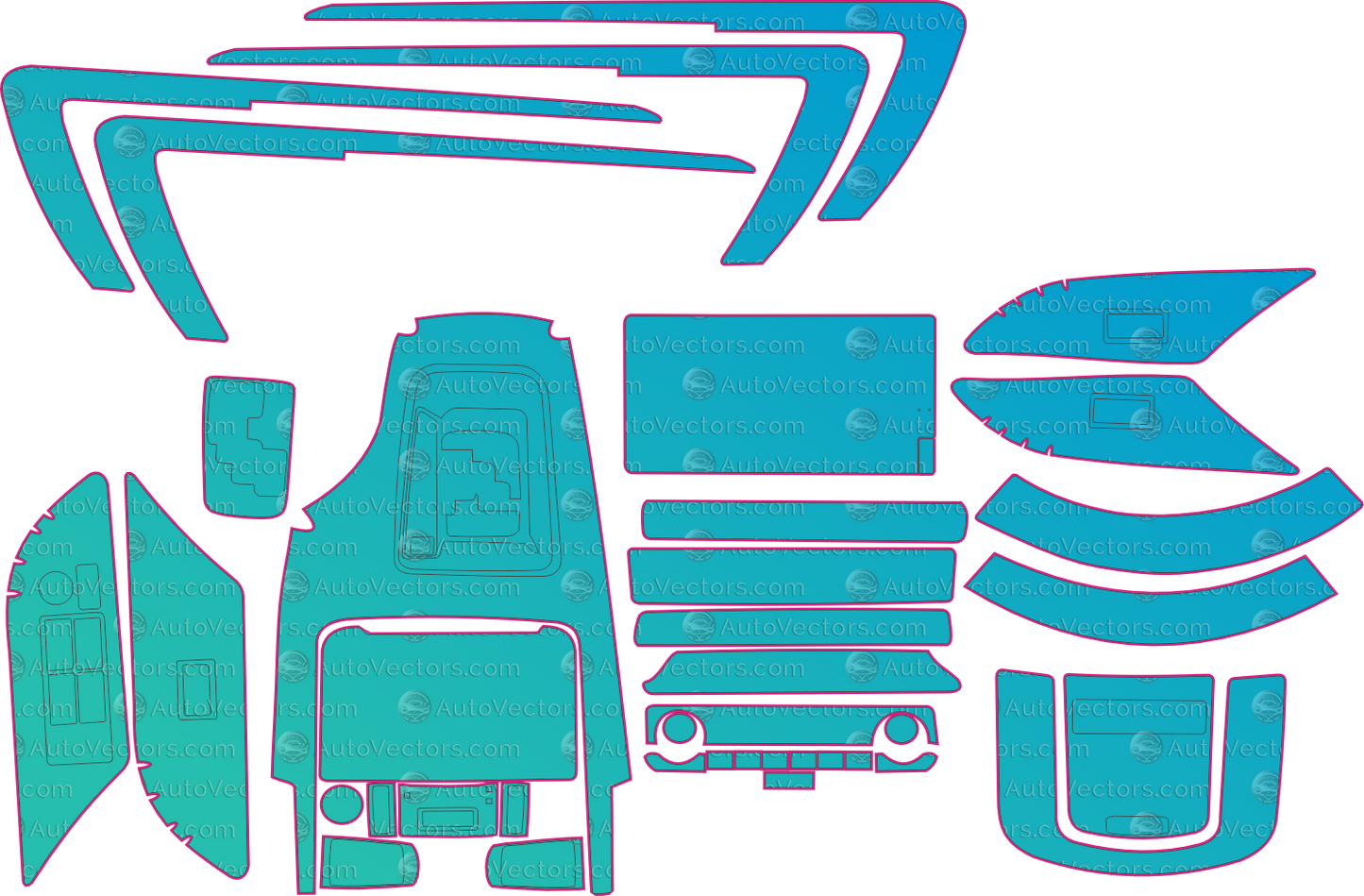 Toyota Legender (From 2022) SUV Interior – interior pre-cut PPF pattern templates, instant digital download vector cut files (CDR, AI, PDF, SVG)