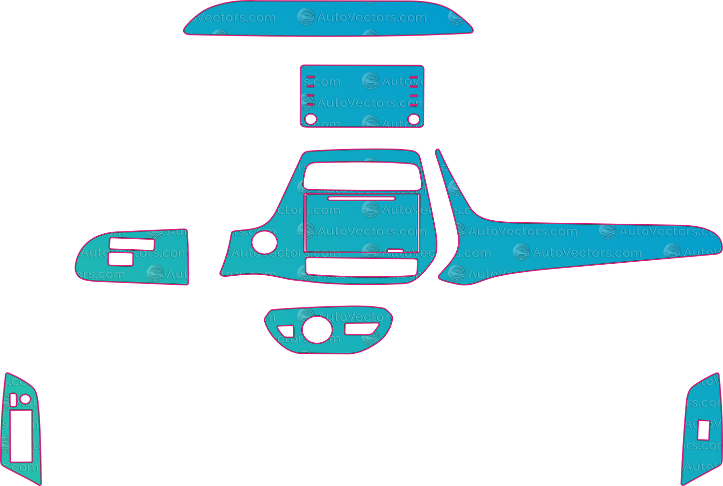 Toyota Prius XW50 Base (From 2021) Interior – interior pre-cut PPF pattern templates, instant digital download vector cut files (CDR, AI, PDF, SVG)