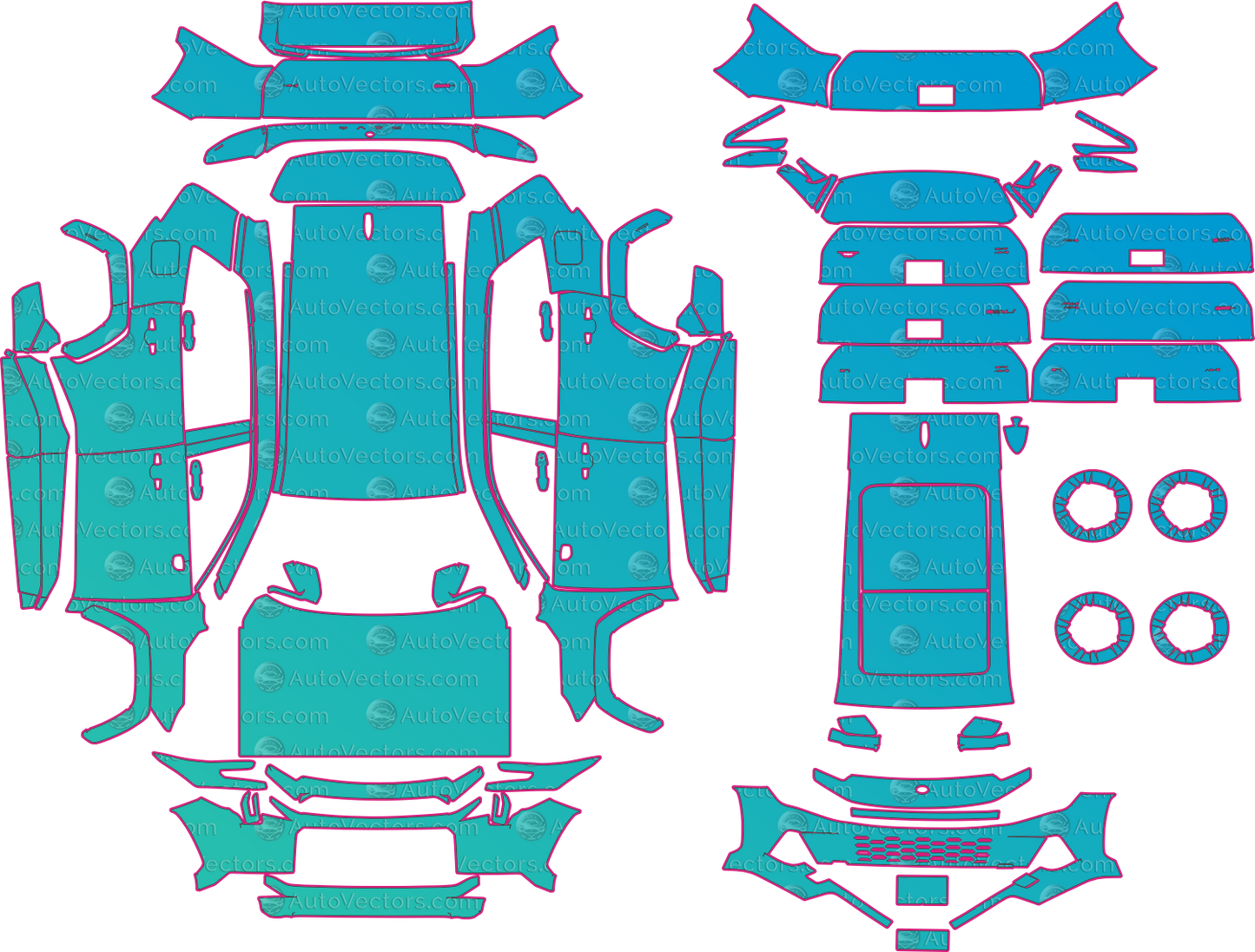 Toyota RAV4 China Version (From 2026) SUV Pre-Cut PPF Pattern Templates – pre-cut PPF pattern templates, digital download vector files (CDR, AI, PDF, DXF, SVG)