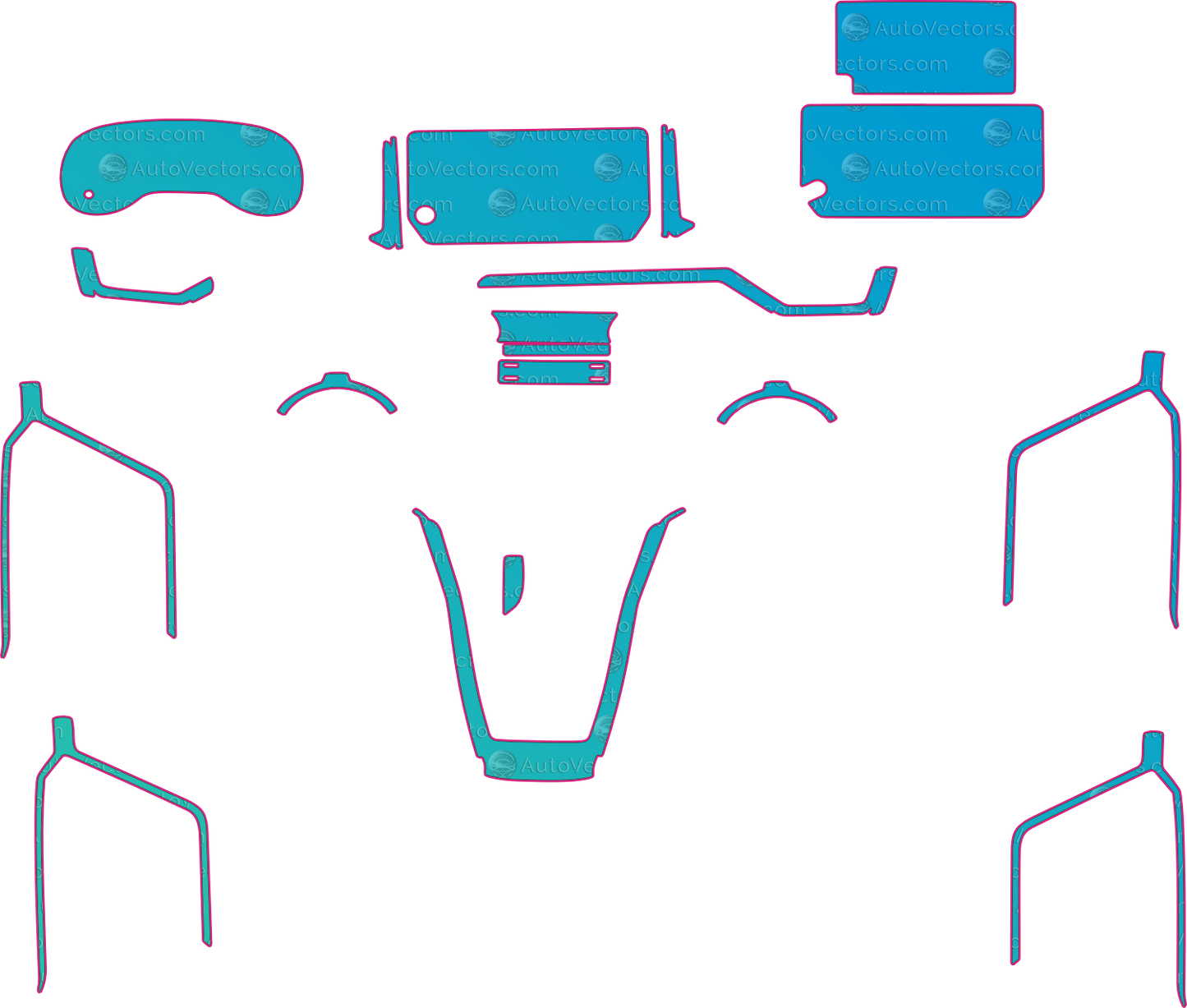 Toyota RAV4 XA50 Base (From 2024) SUV Interior – interior pre-cut PPF pattern templates, instant digital download vector cut files (CDR, AI, PDF, SVG)