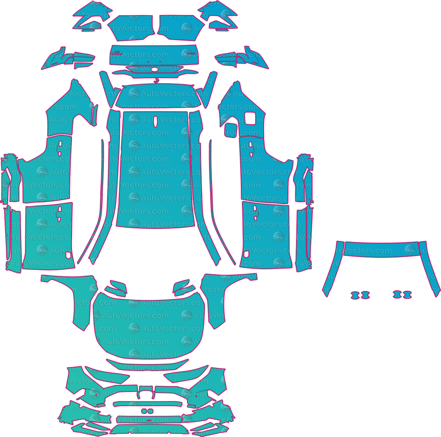 Toyota RAV4 XA50 Modelista (From 2023) SUV – pre-cut PPF pattern templates, instant digital download vector cut files (CDR, AI, PDF, SVG)