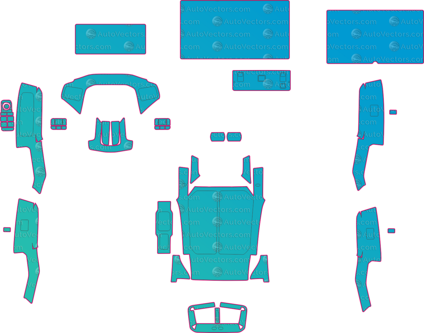 Toyota Wildlander (From 2026) SUV Interior – interior pre-cut PPF pattern templates, instant digital download vector cut files (CDR, AI, PDF, SVG)