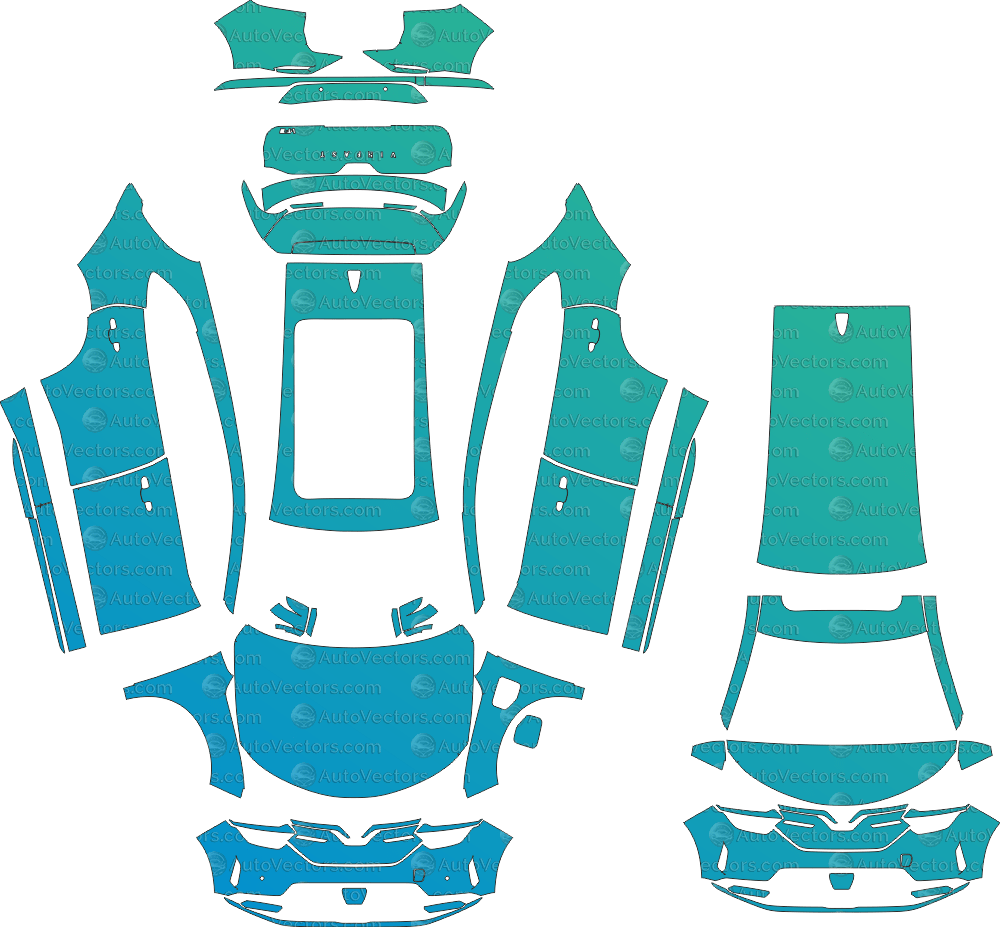 VINFAST VF8 ECO, PLUS (From 2023) SUV pre-cut PPF vector template download