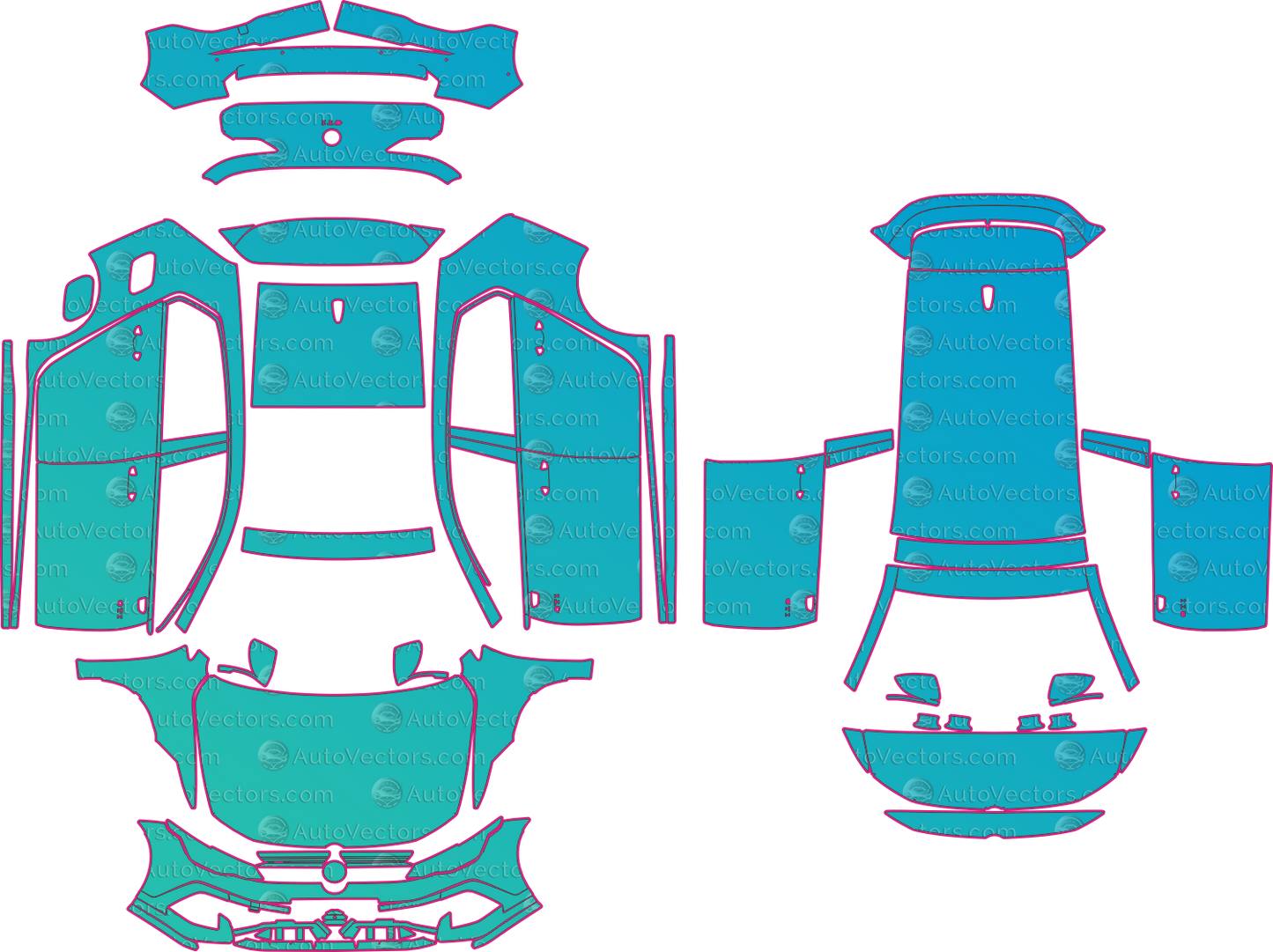 Volkswagen Golf GTI Clubsport (From 2025) Hatchback Pre-Cut PPF Pattern Templates – pre-cut PPF pattern templates, digital download vector files (CDR, AI, PDF, DXF, SVG)