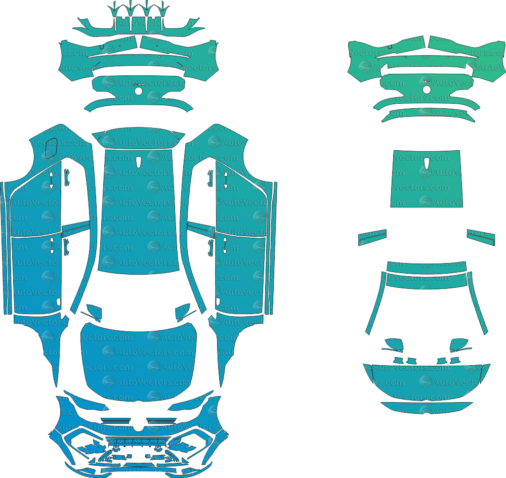 Volkswagen Golf R Black Edition MK8.5 (From 2025) Hatchback pre-cut PPF vector template download