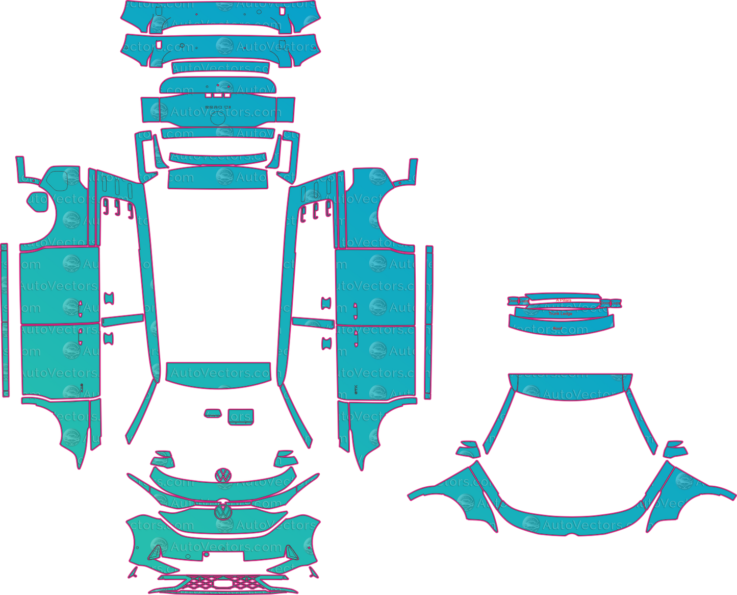 Volkswagen ID. Buzz GTX (From 2024) Van Pre-Cut PPF Pattern Templates – pre-cut PPF pattern templates, digital download vector files (CDR, AI, PDF, DXF, SVG)