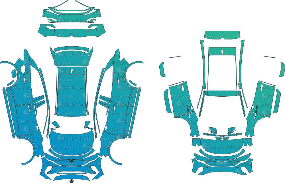 Volkswagen ID.4 Base MEB, Pro, Style (2021 - 2025) SUV pre-cut PPF vector template download