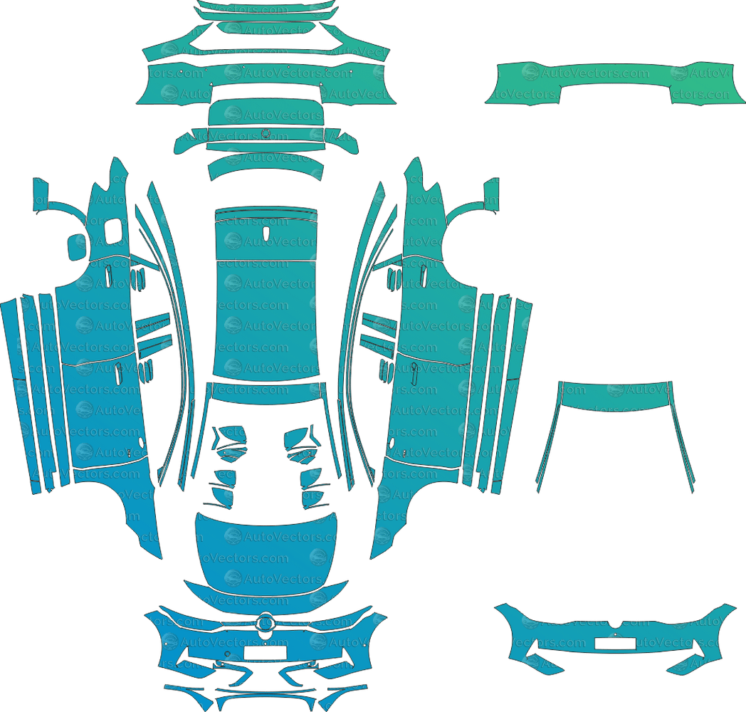 Volkswagen ID.7 Vizzion (From 2024) Sedan / Fastback pre-cut PPF vector template download