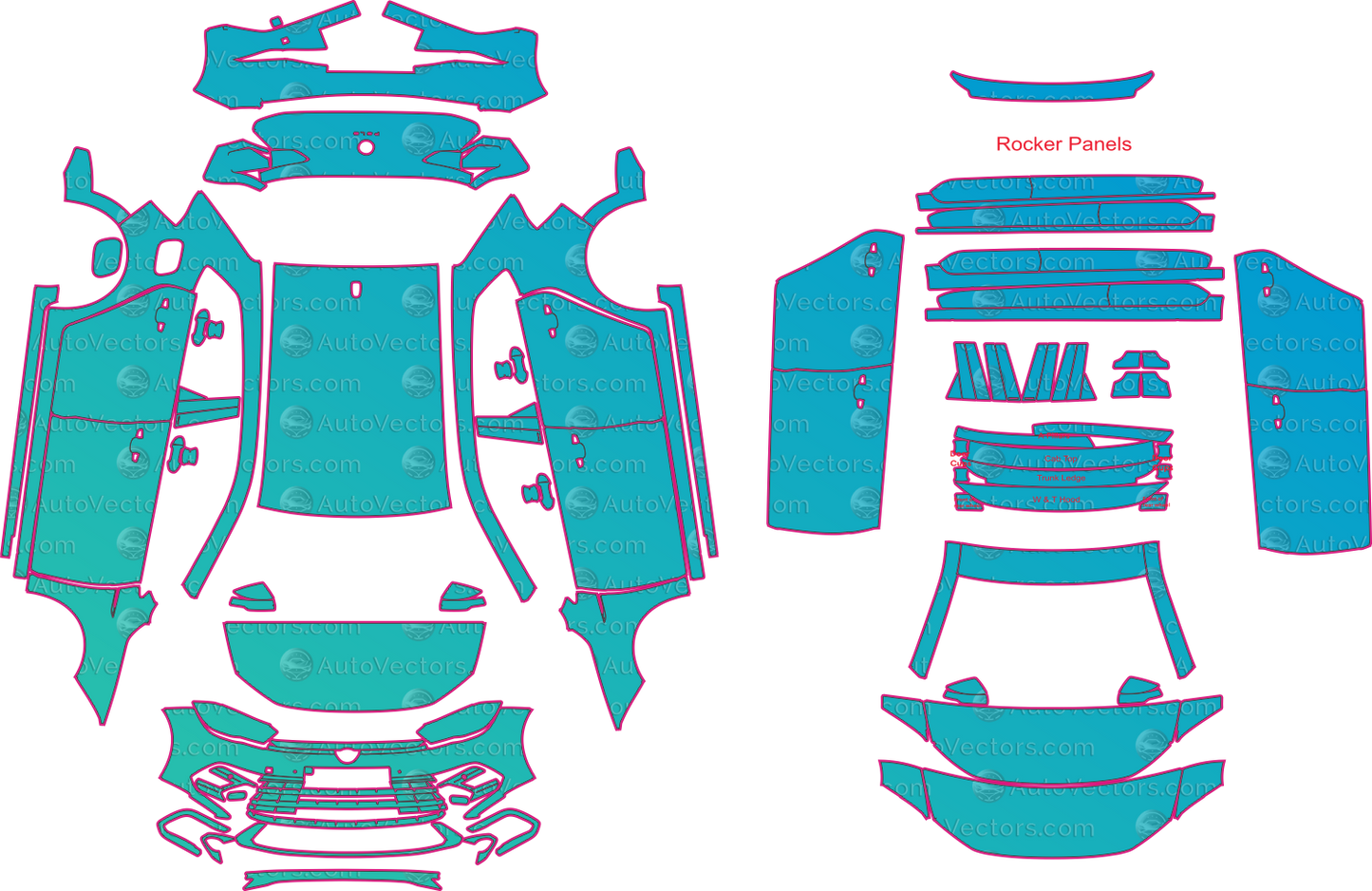 Volkswagen Polo AW R-Line (From 2022) Hatchback – pre-cut PPF pattern templates, instant digital download vector cut files (CDR, AI, PDF, SVG)