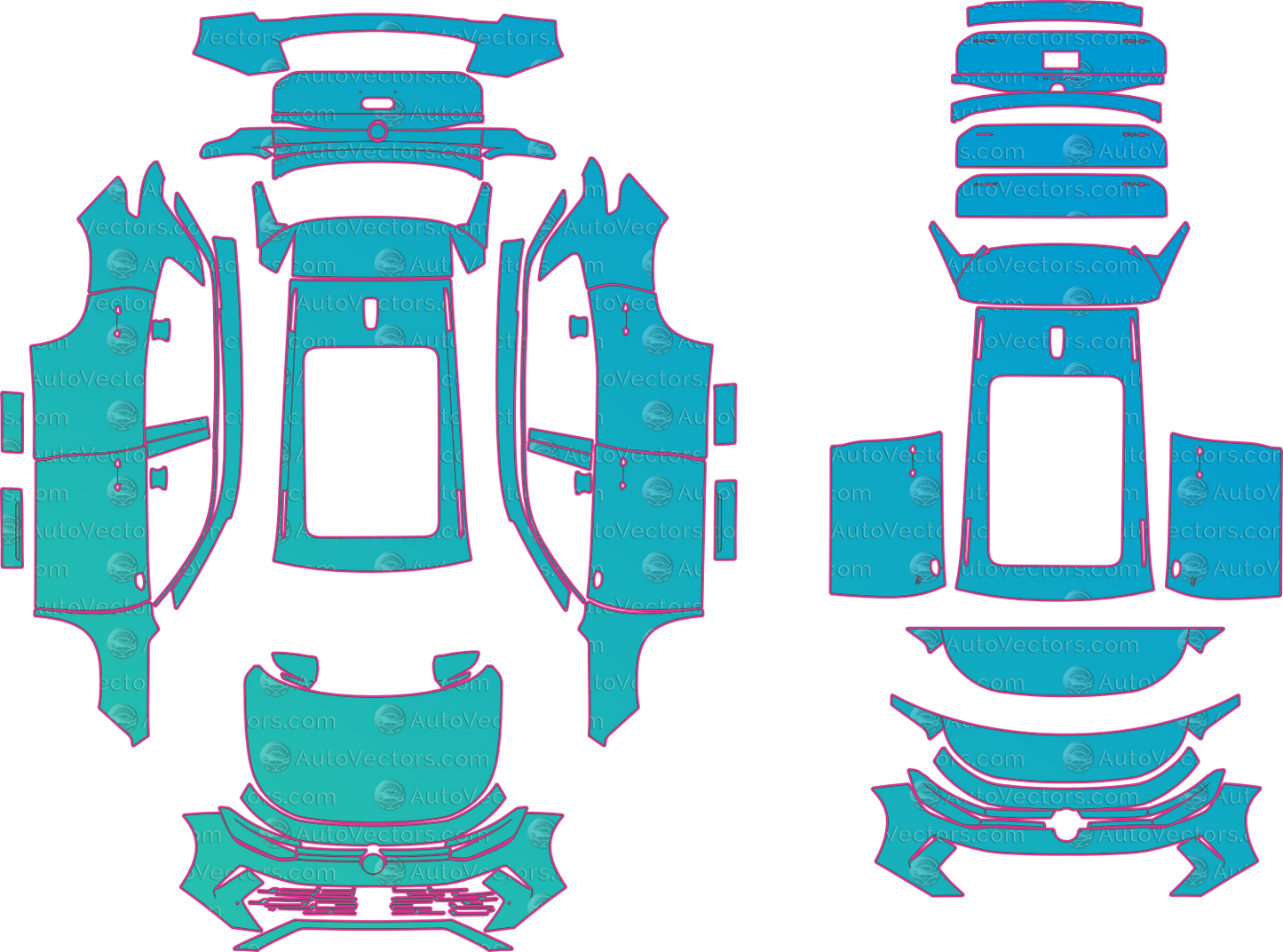 Volkswagen Tayron Base (From 2025) SUV – pre-cut PPF pattern templates, instant digital download vector cut files (CDR, AI, PDF, SVG)