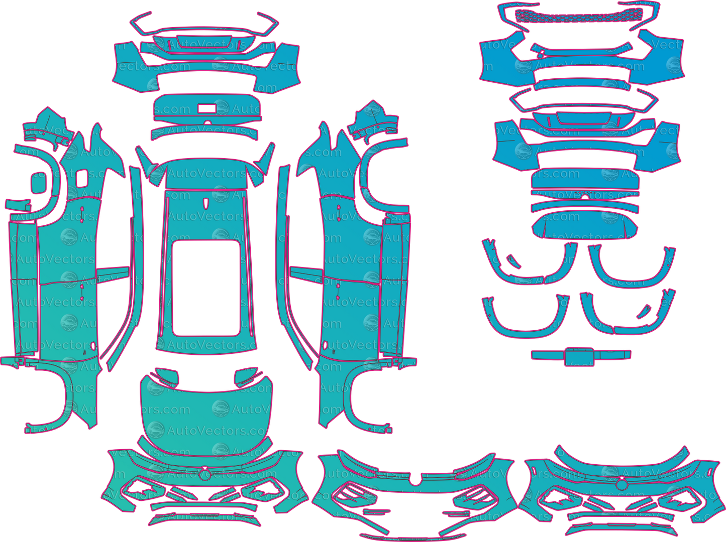 Volkswagen Tayron R-Line L (From 2025) SUV – pre-cut PPF pattern templates, instant digital download vector cut files (CDR, AI, PDF, SVG)