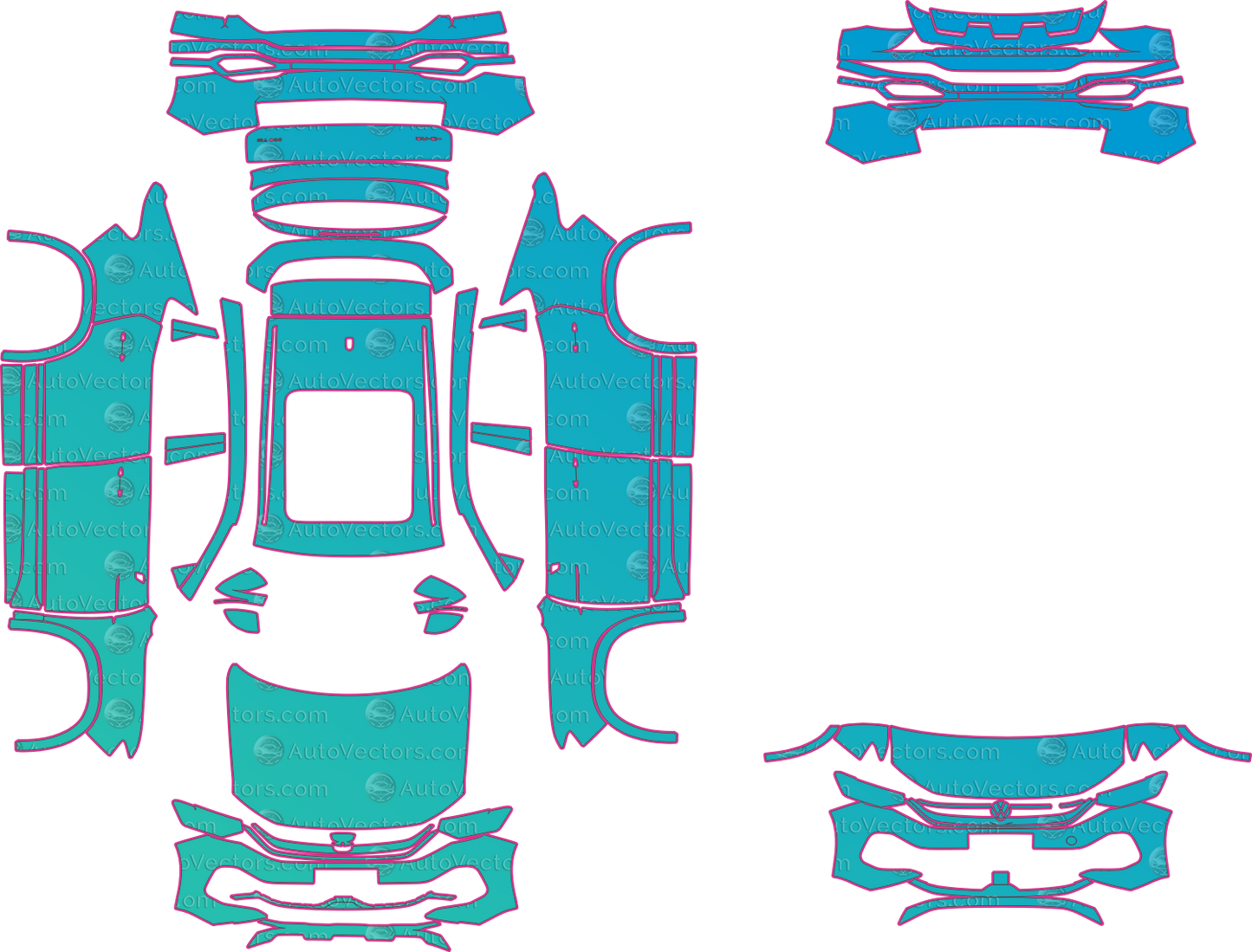 Volkswagen Tayron X 5N (From 2023) SUV – pre-cut PPF pattern templates, instant digital download vector cut files (CDR, AI, PDF, SVG)
