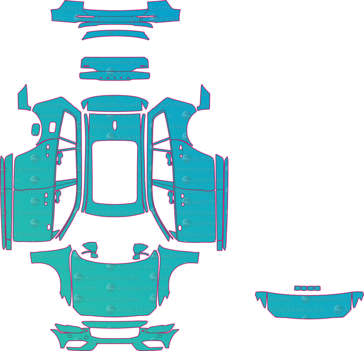Volvo V60 Cross Country Facelift (From 2023) Wagon – pre-cut PPF pattern templates, instant digital download vector cut files (CDR, AI, PDF, SVG)