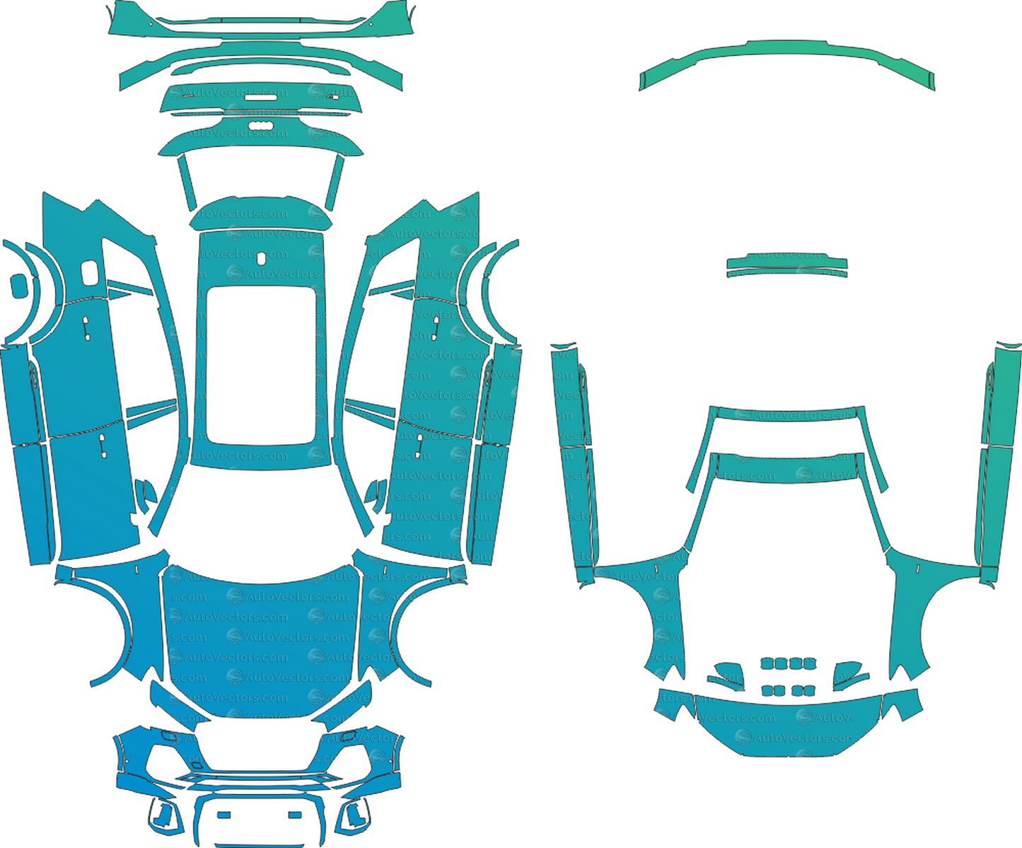 Audi Q7 S-Line Typ 4M (From 2024) Facelift SUV pre-cut vector pattern templates digital file download for PPF, vinyl wrap – CDR, SVG, PDF and AI files.