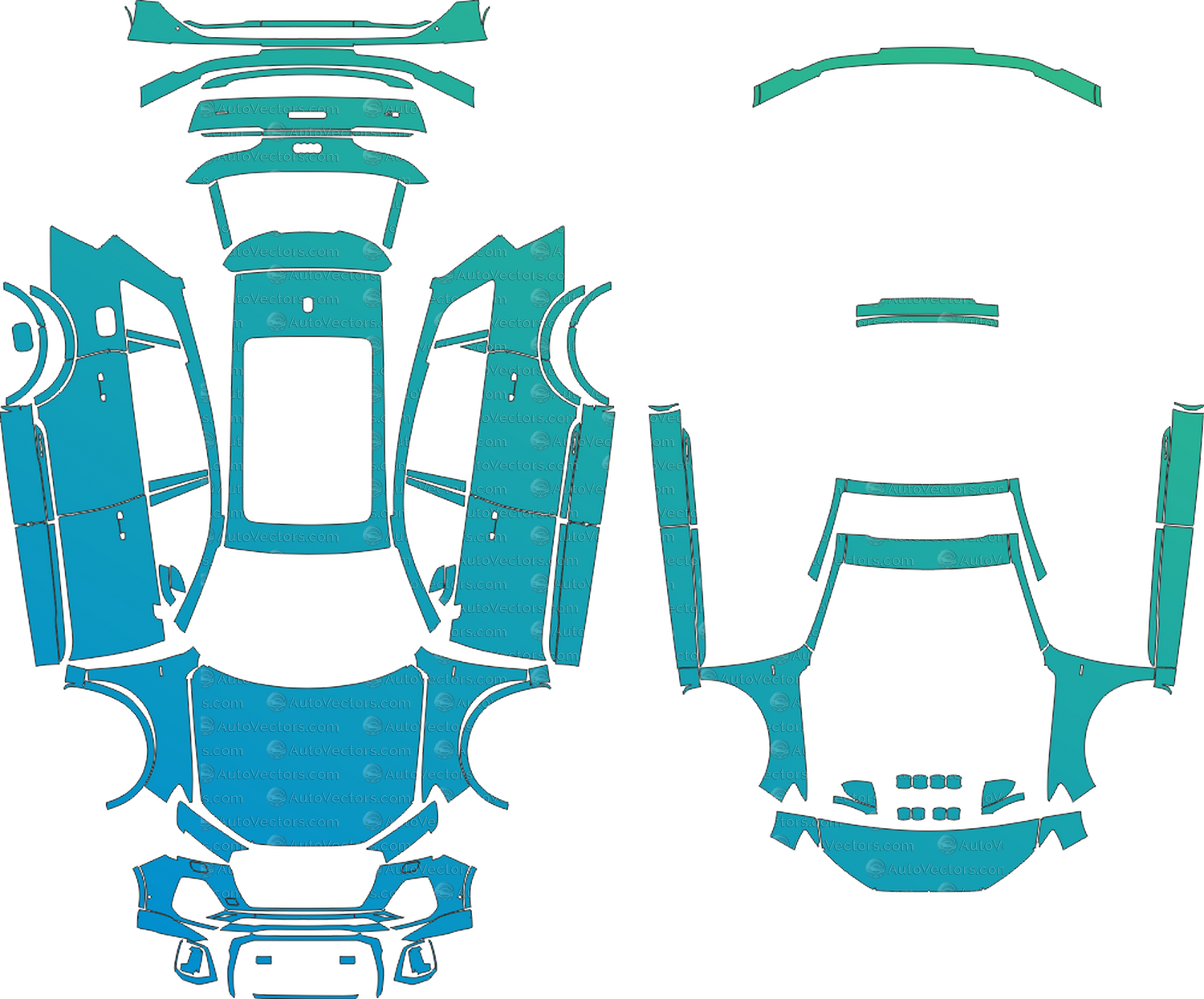 Audi Q7 S-Line Typ 4M (From 2024) Facelift SUV pre-cut vector pattern templates digital file download for PPF, vinyl wrap – CDR, SVG, PDF and AI files.