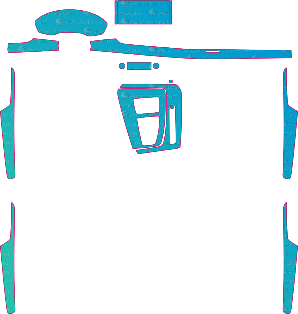 Audi Q5 S line (2020-2024) SUV Interior Pre-Cut PPF Pattern Templates – interior pre-cut PPF pattern templates, digital download vector files (CDR, AI, PDF, DXF, SVG)