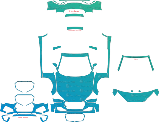 Audi A5 Premium / Premium Plus / Prestige / S-Line from 2020 Coupe / Cabriolet pre-cut vector pattern for PPF, wrap and design – 1:1 full kit, instant download