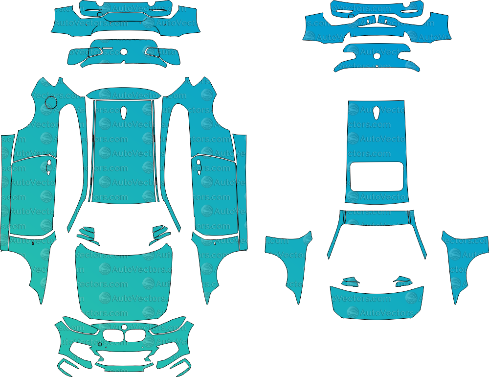 BMW 1 Series F20 M Sport LCI 3-Door Hatchback pre-cut PPF vector files download templates