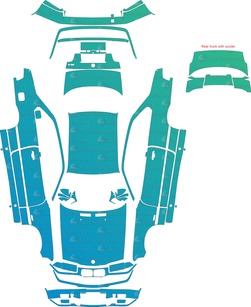 BMW M3 E36 coupe pre-cut PPF pattern templates vector download