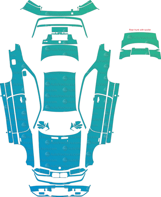 BMW M3 E36 coupe pre-cut PPF pattern templates vector download
