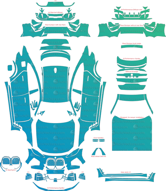 BMW i4 M50 / M Sport G26 (From 2022) Gran Coupe Full Kit – Pre-cut Vector Pattern Digital Download