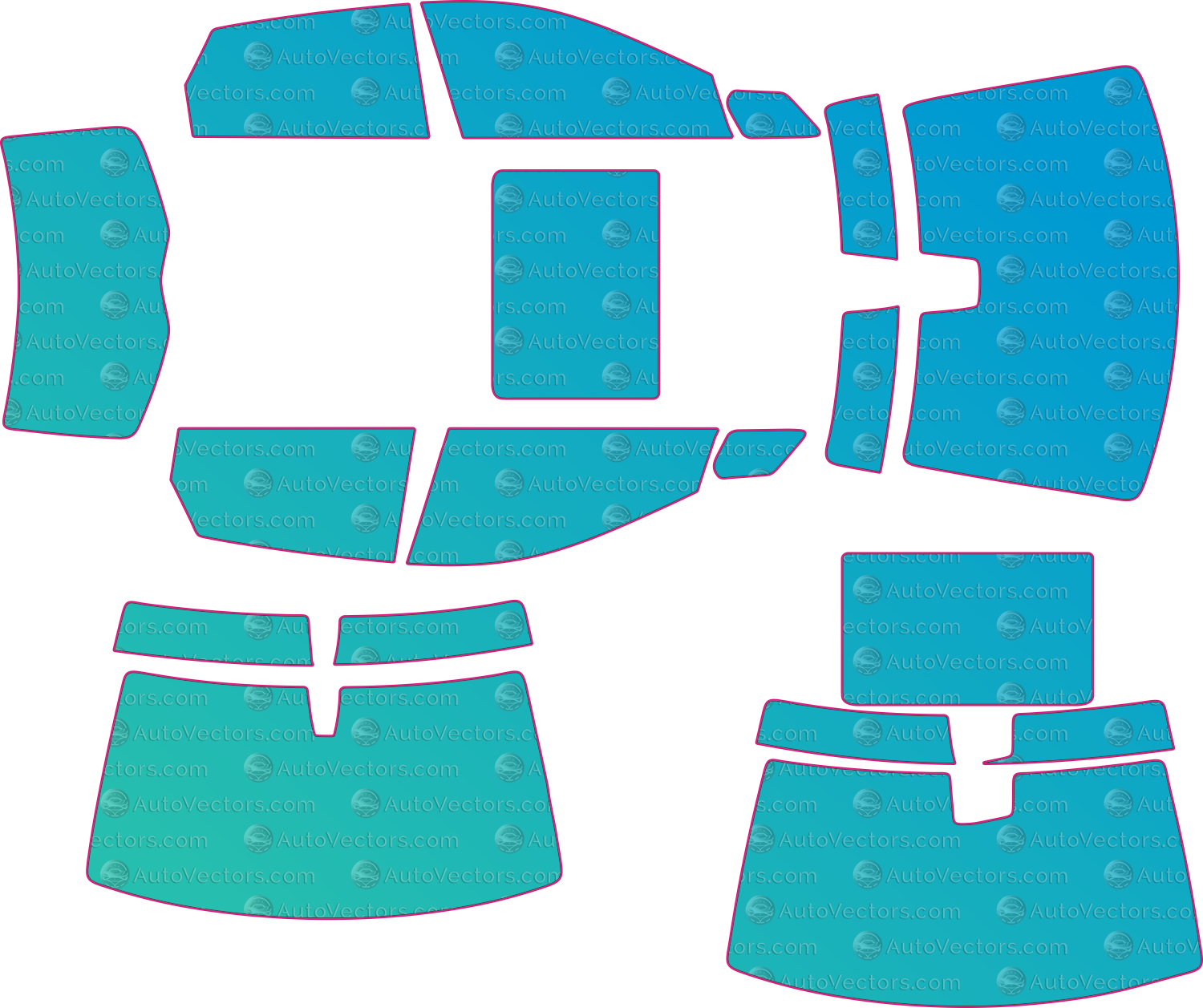 Cadillac SRX (2010–2016) SUV windows tint templates download