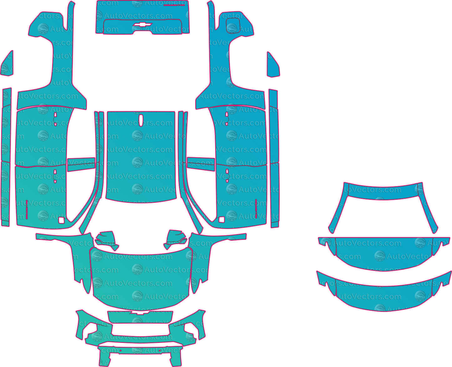 Chevrolet Silverado EV LT Extended Range (From 2025) Pickup Pre-Cut PPF Pattern Templates – pre-cut PPF pattern templates, digital download vector files (CDR, AI, PDF, DXF, SVG)