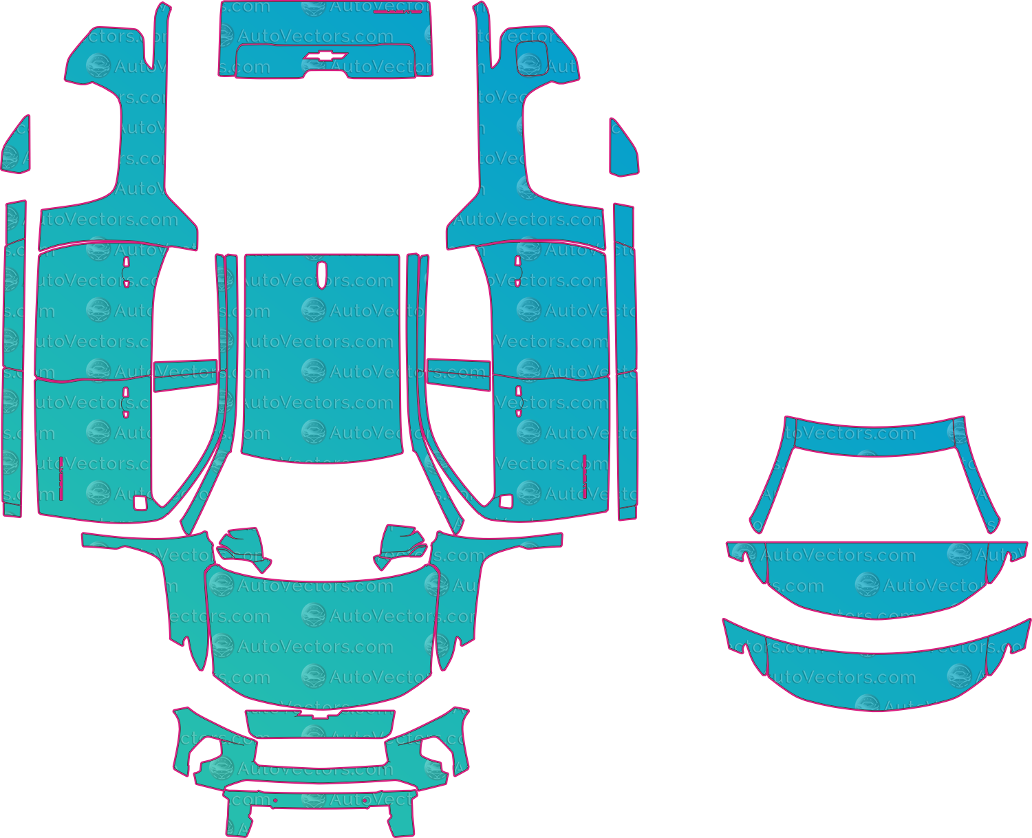 Chevrolet Silverado EV LT Extended Range (From 2025) Pickup Pre-Cut PPF Pattern Templates – pre-cut PPF pattern templates, digital download vector files (CDR, AI, PDF, DXF, SVG)