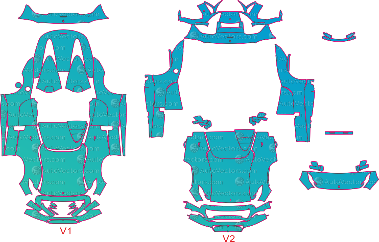 Ferrari Monza SP1 F176 (From 2019) Convertible Pre-Cut PPF Pattern Templates – pre-cut PPF pattern templates, digital download vector files (CDR, AI, PDF, DXF, SVG)