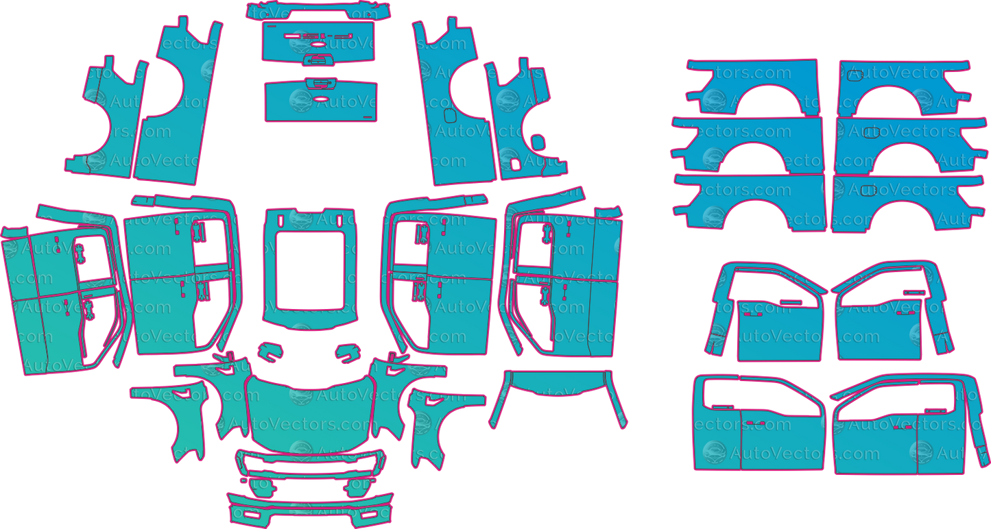 Ford F-150 P702 STX Facelift (From 2024) Pickup Pre-Cut PPF Pattern Templates – pre-cut PPF pattern templates, digital download vector files (CDR, AI, PDF, DXF, SVG)