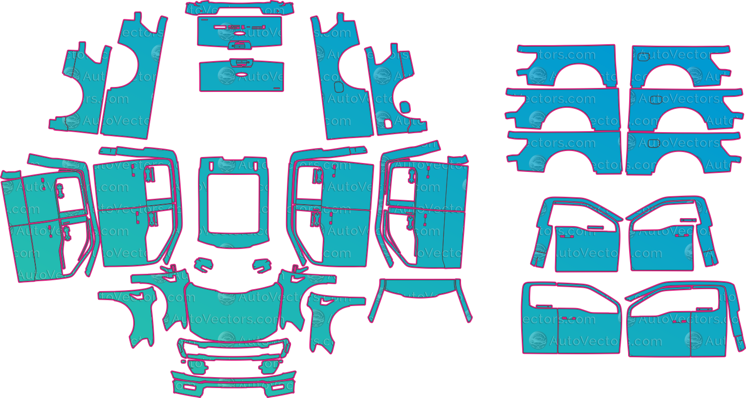 Ford F-150 P702 STX Facelift (From 2024) Pickup Pre-Cut PPF Pattern Templates – pre-cut PPF pattern templates, digital download vector files (CDR, AI, PDF, DXF, SVG)