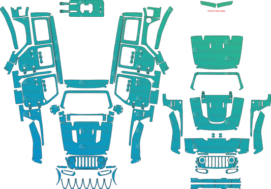 Jeep Wrangler JL Rubicon 4-Door pre-cut PPF pattern templates for paint protection film