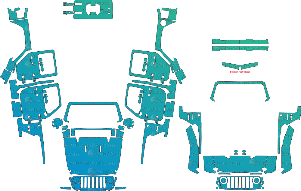 Jeep Wrangler JL Willys 4-Door pre-cut PPF pattern templates for paint protection film