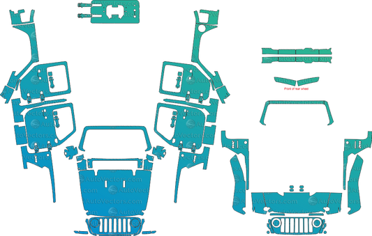 Jeep Wrangler JL Willys 4-Door pre-cut PPF pattern templates for paint protection film