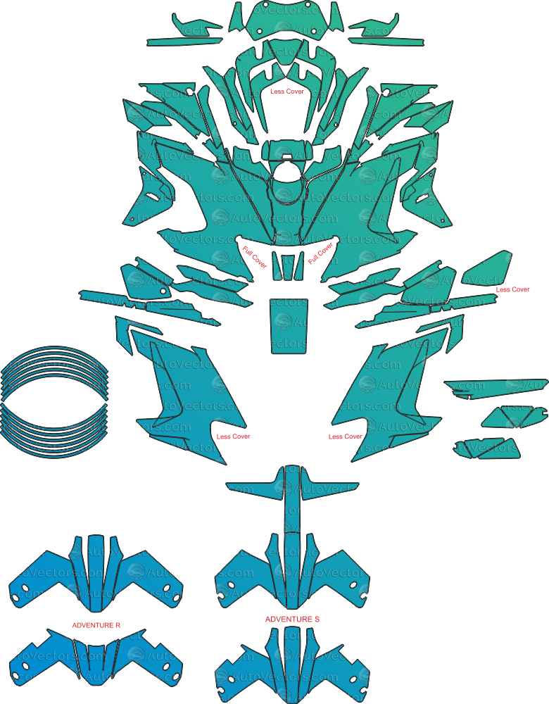 KTM 1290 Super Adventure S R 2021 2025 vector pattern template pre cut digital file for PPF wrap graphics 1:1 scale