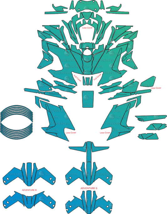 KTM 1290 Super Adventure S R 2021 2025 vector pattern template pre cut digital file for PPF wrap graphics 1:1 scale