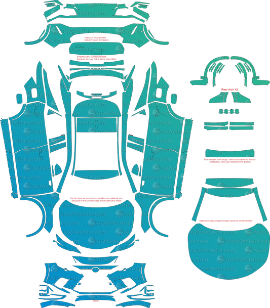 Lexus RX 500h+ F Sport DIRECT4 XA50 (From 2023) SUV pre-cut vector pattern templates digital file download for PPF, vinyl wrap – CDR, SVG, PDF and AI files.