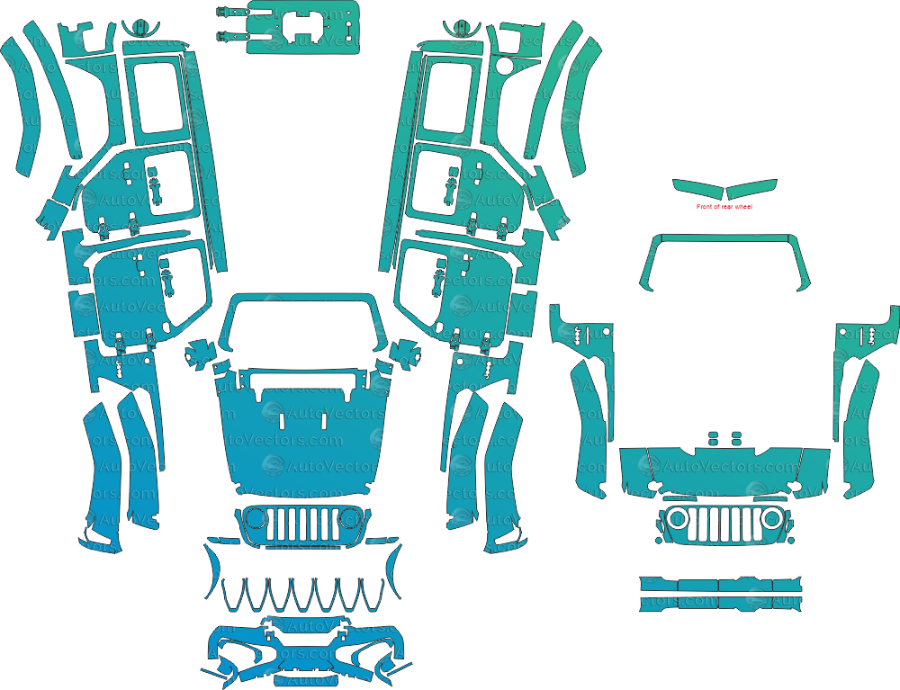 Jeep Wrangler JL High Altitude 4-Door pre-cut PPF pattern templates for paint protection film