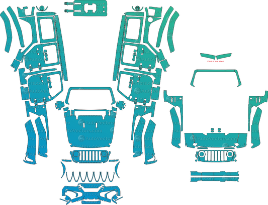 Jeep Wrangler JL High Altitude 4-Door pre-cut PPF pattern templates for paint protection film