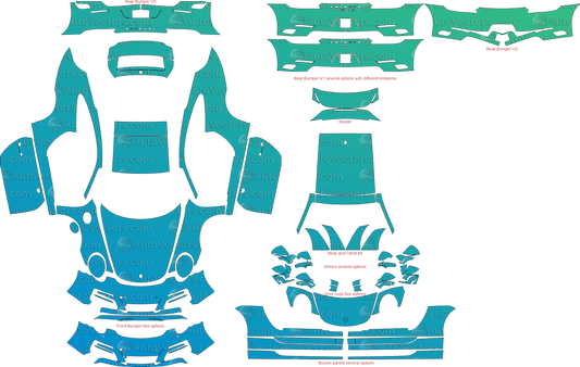 Porsche 911 (991.2) Carrera Coupe 2017–2019 full kit PPF and wrap pattern – 1:1 scale vector file, ready for download and cutting
