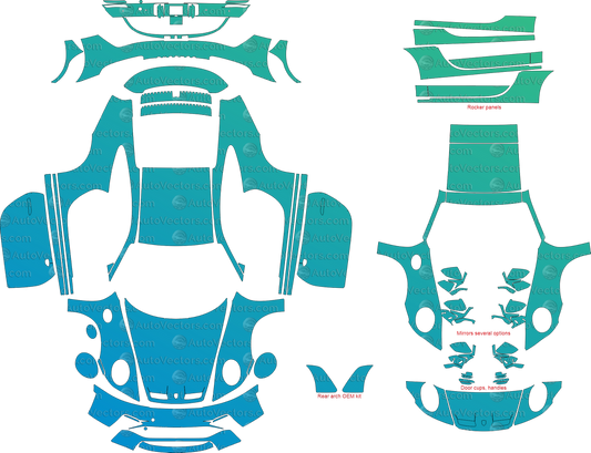 Precut full kit template for Porsche 911 (992) ST 2024 Coupe – ideal for paint protection film (PPF), vinyl wrap, and custom livery design