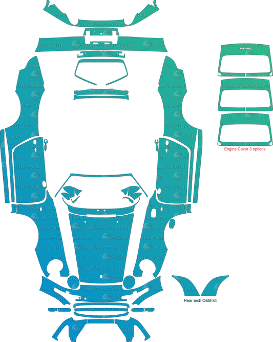 Porsche 911 993 Carrera / Carrera 4 / Targa 4 Cabriolet 1995–1998 pre-cut vector pattern for PPF, wrap and design – 1:1 full kit, instant download