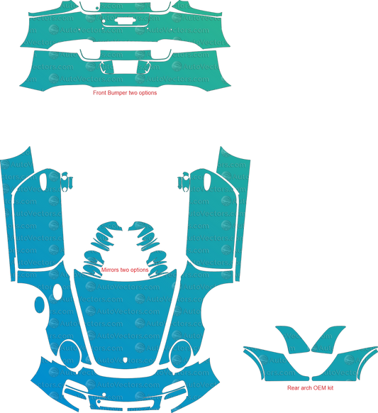Porsche 911 997.2 Carrera / Carrera 4S Cabriolet 2009–2011 pre-cut vector pattern for PPF, vinyl wrap and design – 1:1 template file