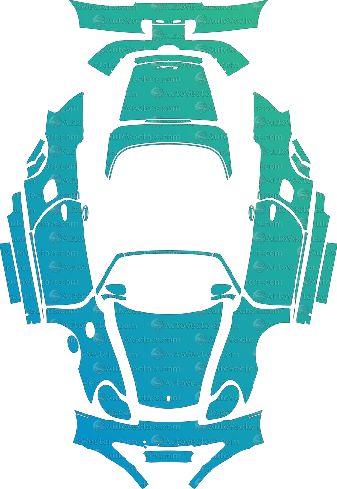 Pre-cut vector pattern for Porsche Boxster Base 986 Roadster (1997–2002) – download digital file for vinyl wrap and PPF application.